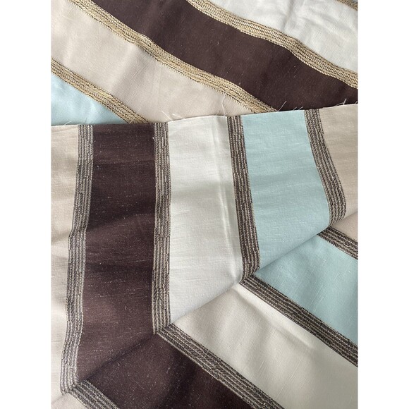 Upholstery Fabric 12 Yards Vertical Stripes Maroon Cream Blue Silky Texture NEW - Picture 6 of 16